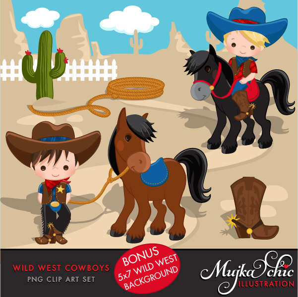 Wild West Cute Cowboy Clip Art