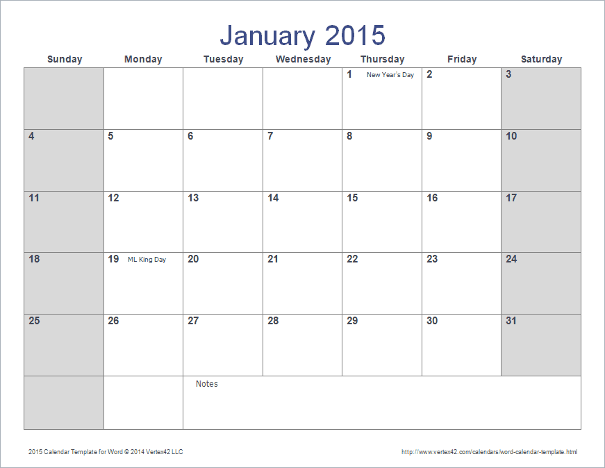 16 2015 Word Calendar Template Images