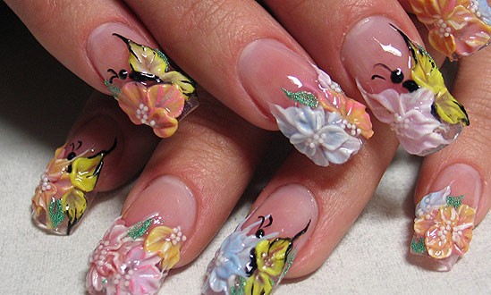 3D Flower Nail Art Design