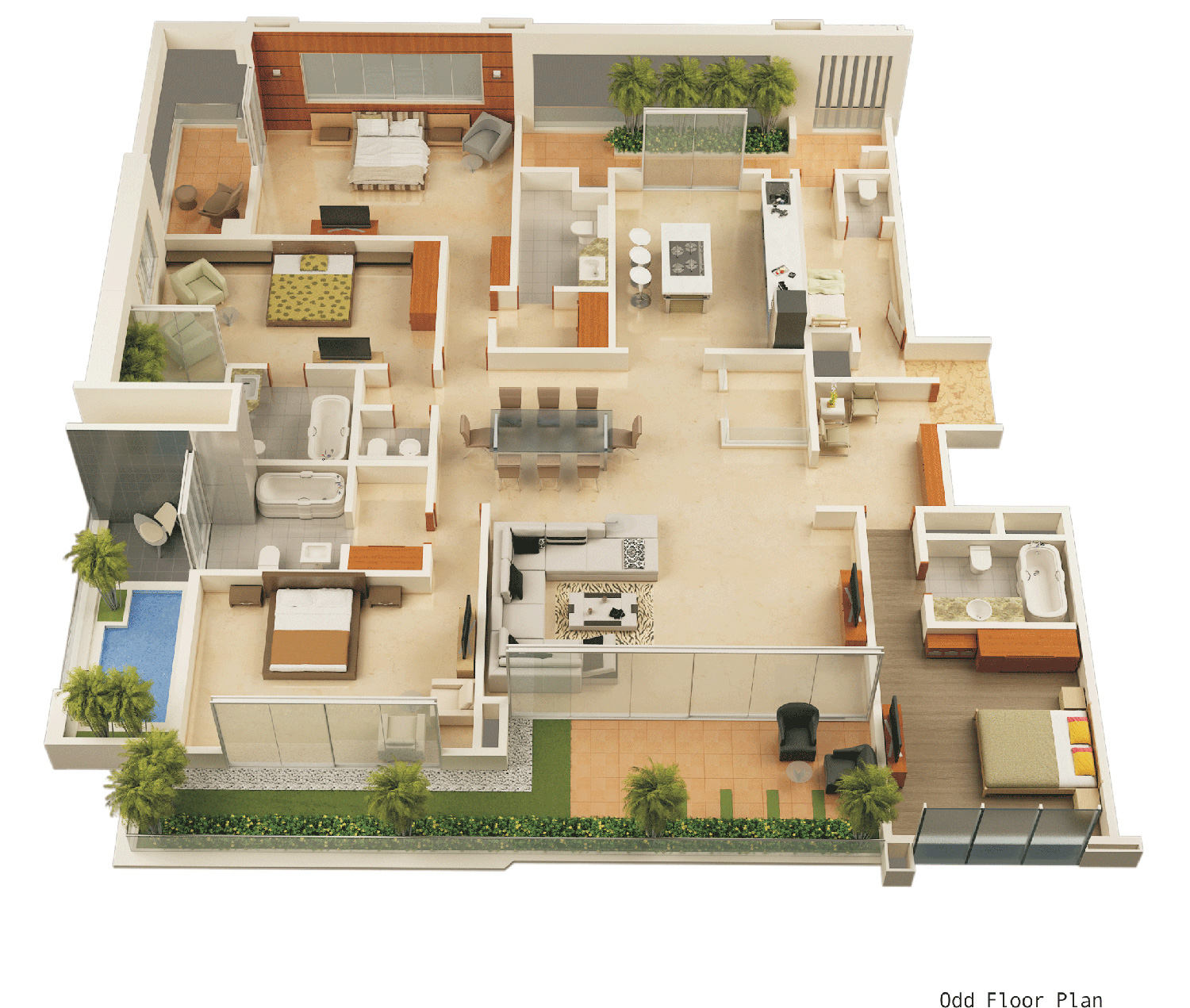 3D Modern House Floor Plans