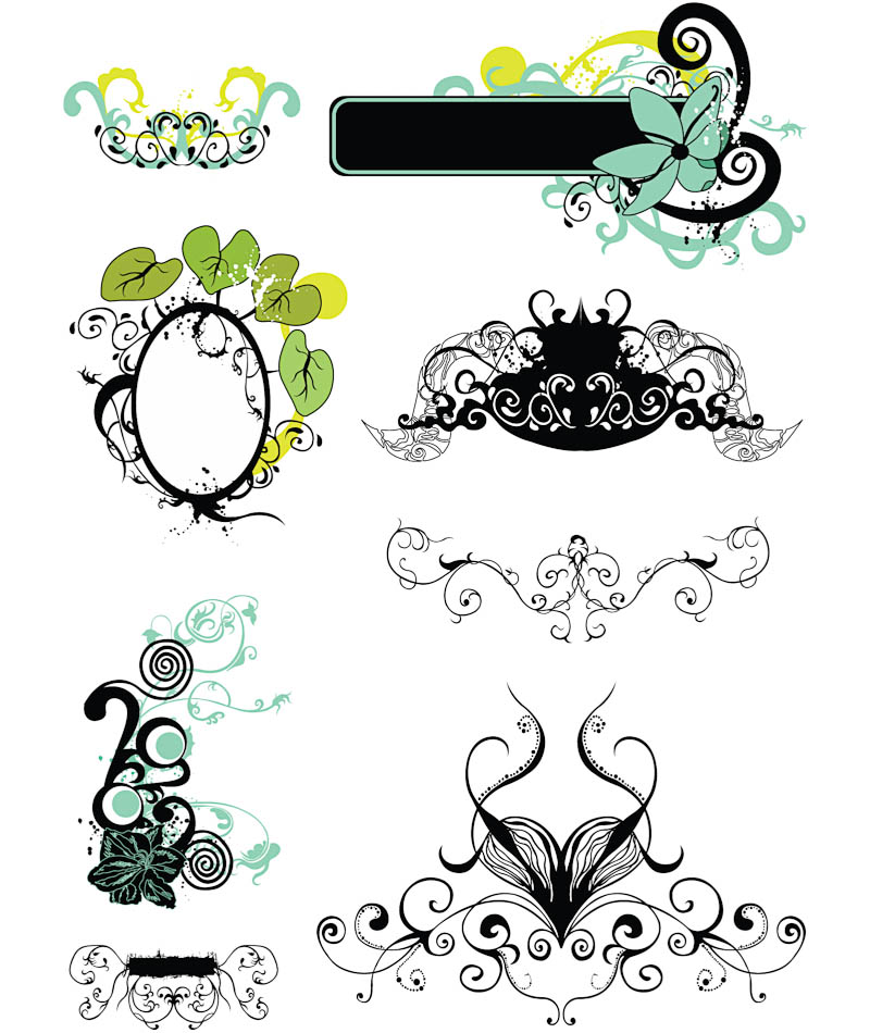 Abstract Floral Design Vector Ornaments