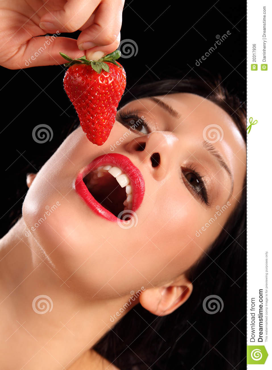 Beautiful Lips Eating Fruit