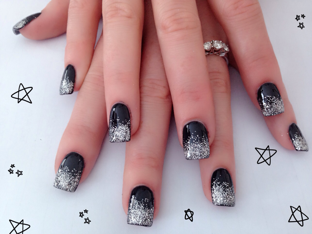 Black and Silver Acrylic Nail Designs