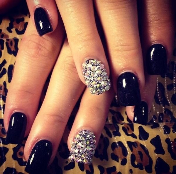 Black and Silver Acrylic Nail Designs