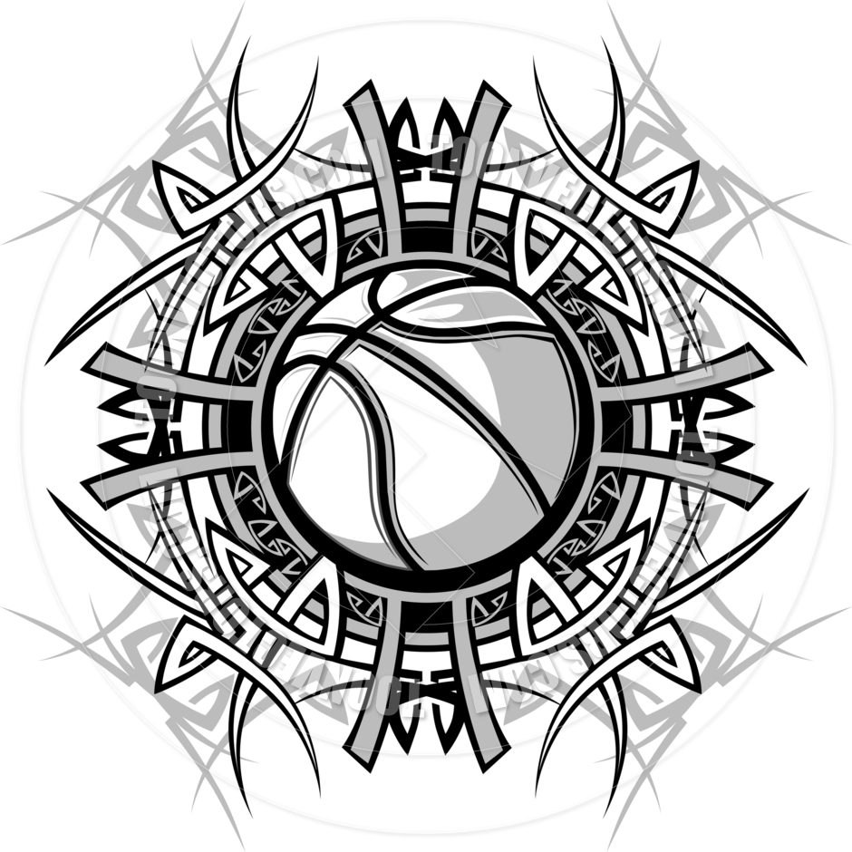 Black and White Basketball Vector