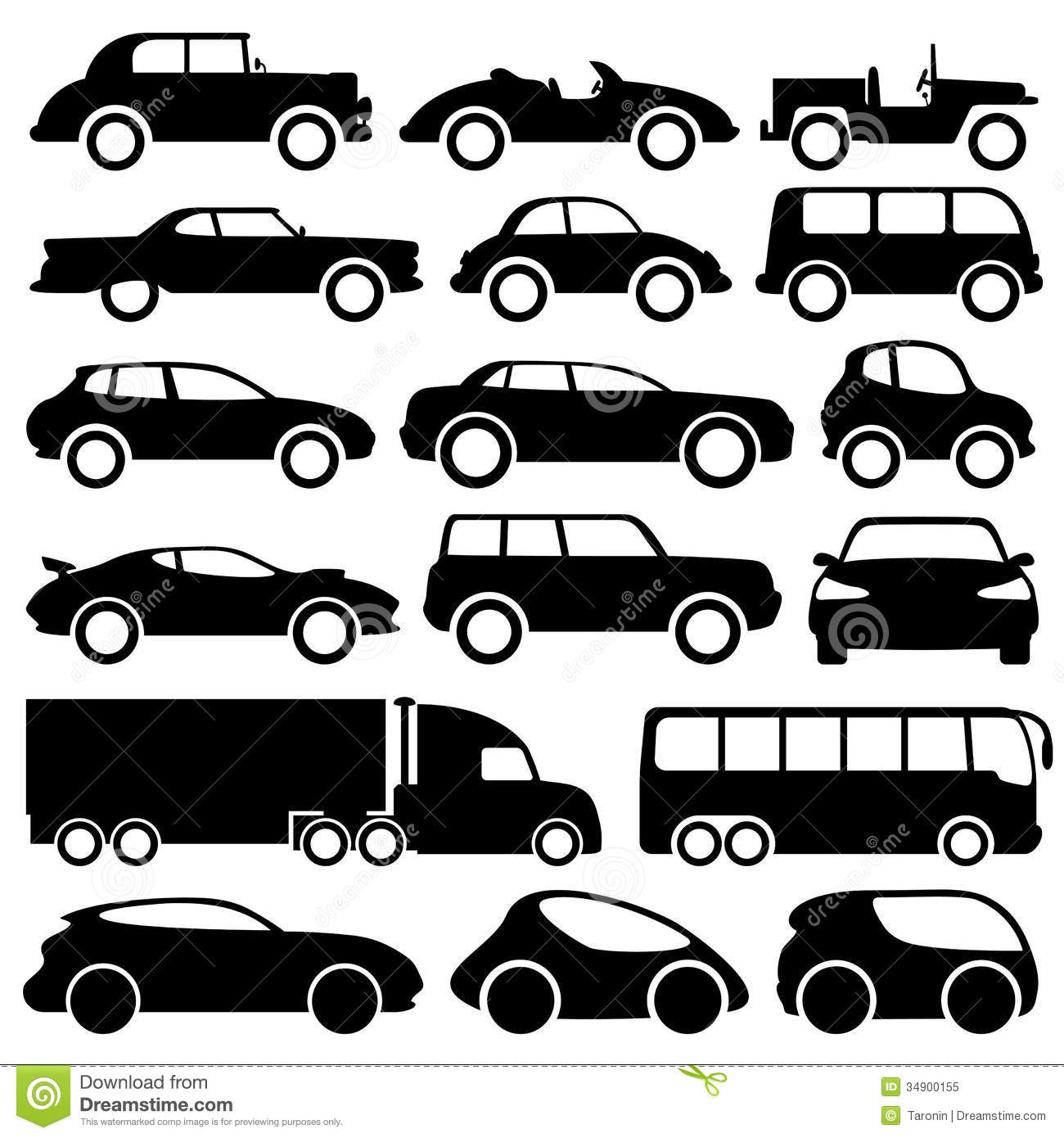 Black and White Car Icons Free