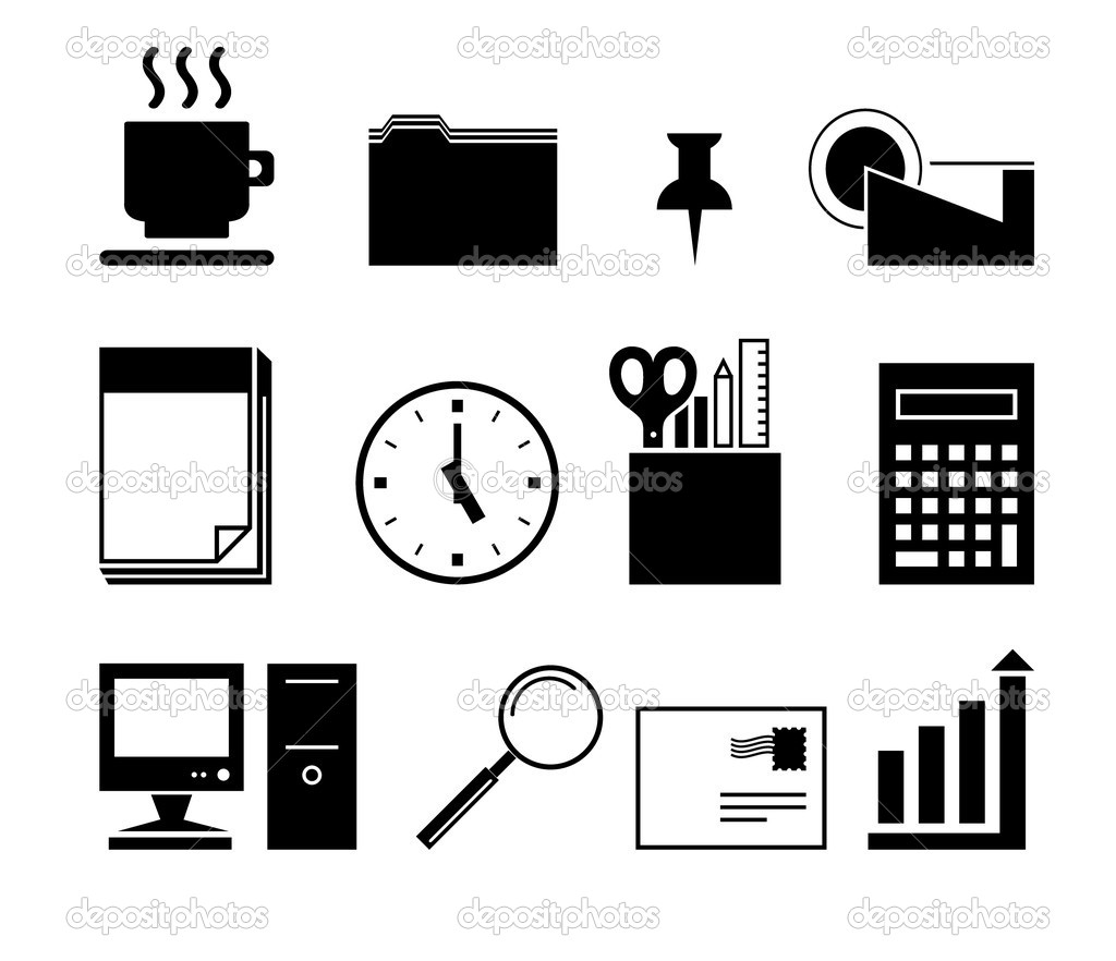 Black and White Office Icons