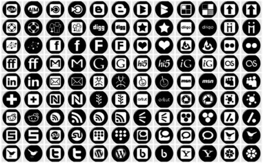 Black and White Social Media Icons Free