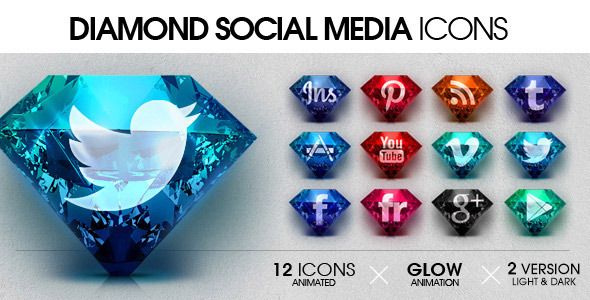 Diamond Social Media Icons Diamond Social Media Icons