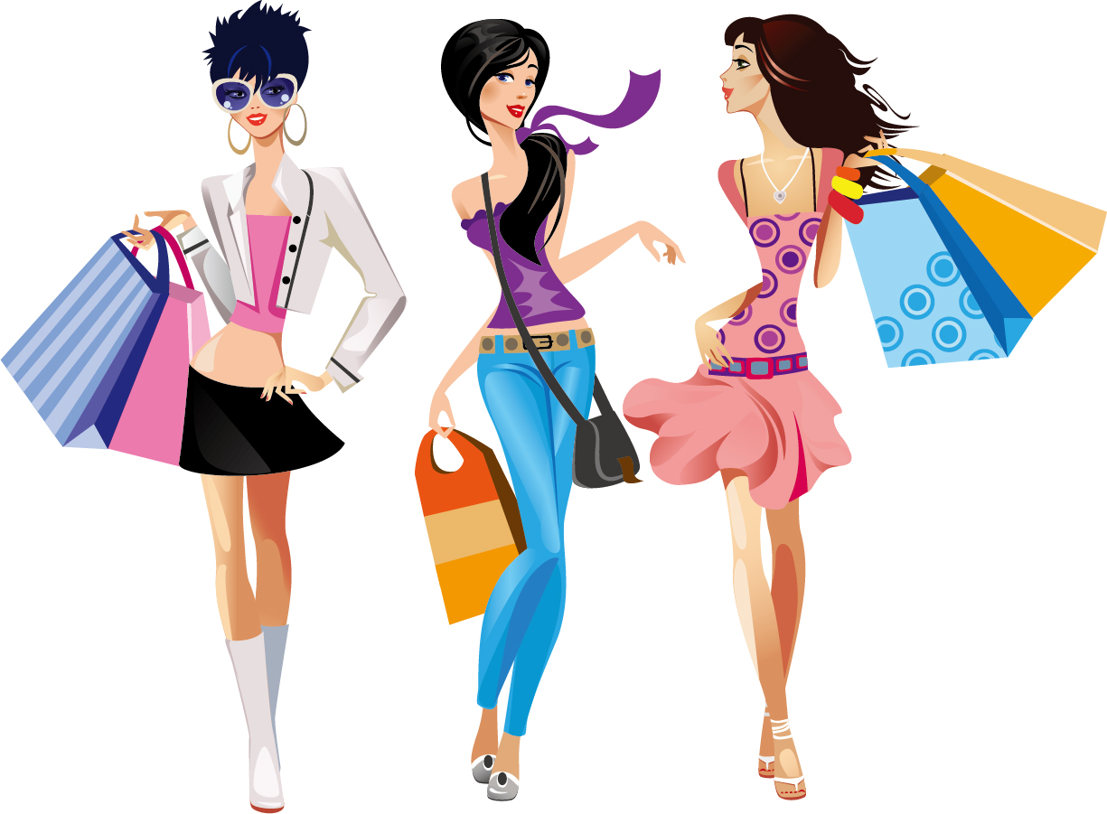 Fashion Shopping Girl Cartoon