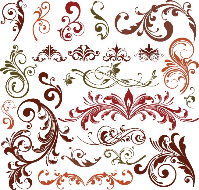 18 Floral Elements Vector Images