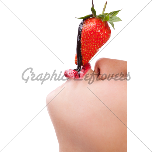 Girl Eating Chocolate Strawberry