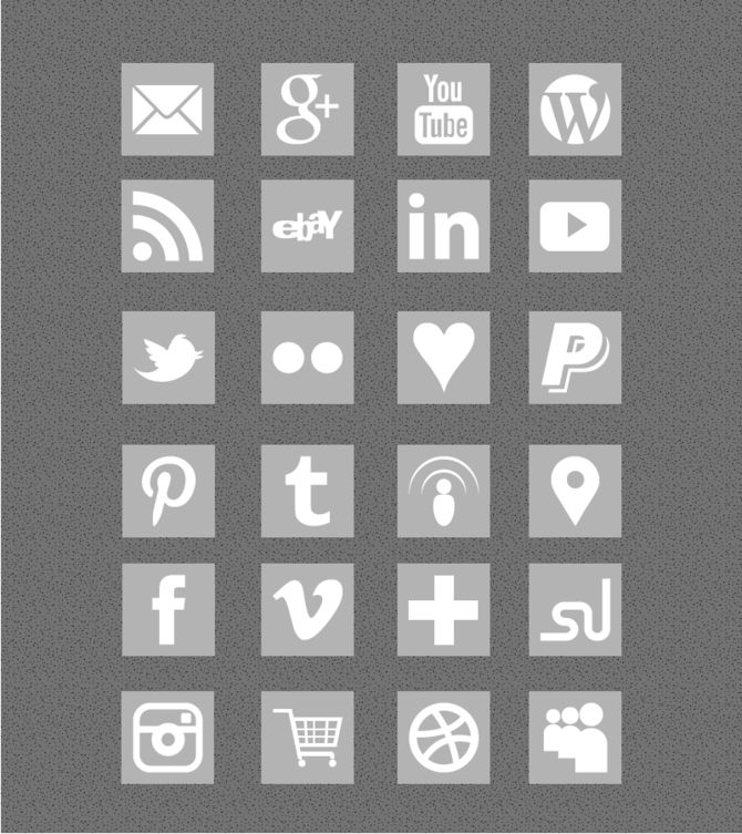 Gray Square Social Media Icons