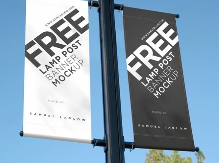 Lamp Post Free Banner Mockup Lamp Post Free Banner Mockup