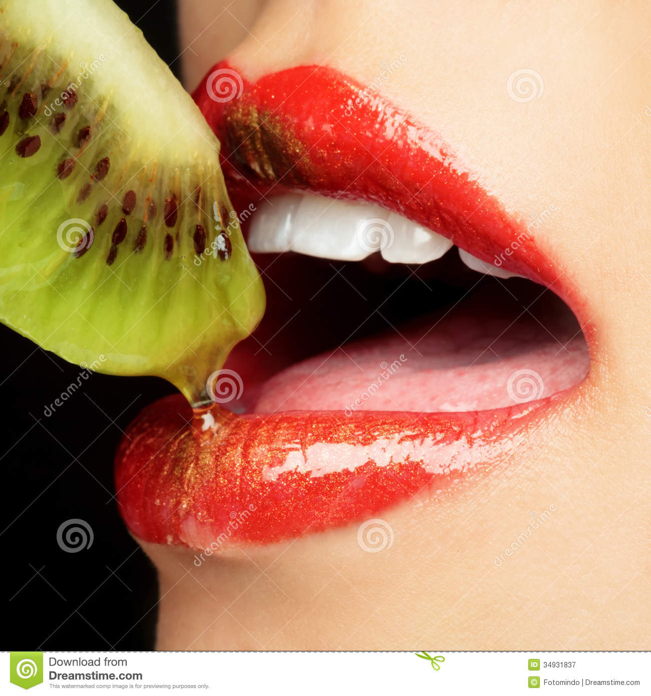 Lips Eating Fruit