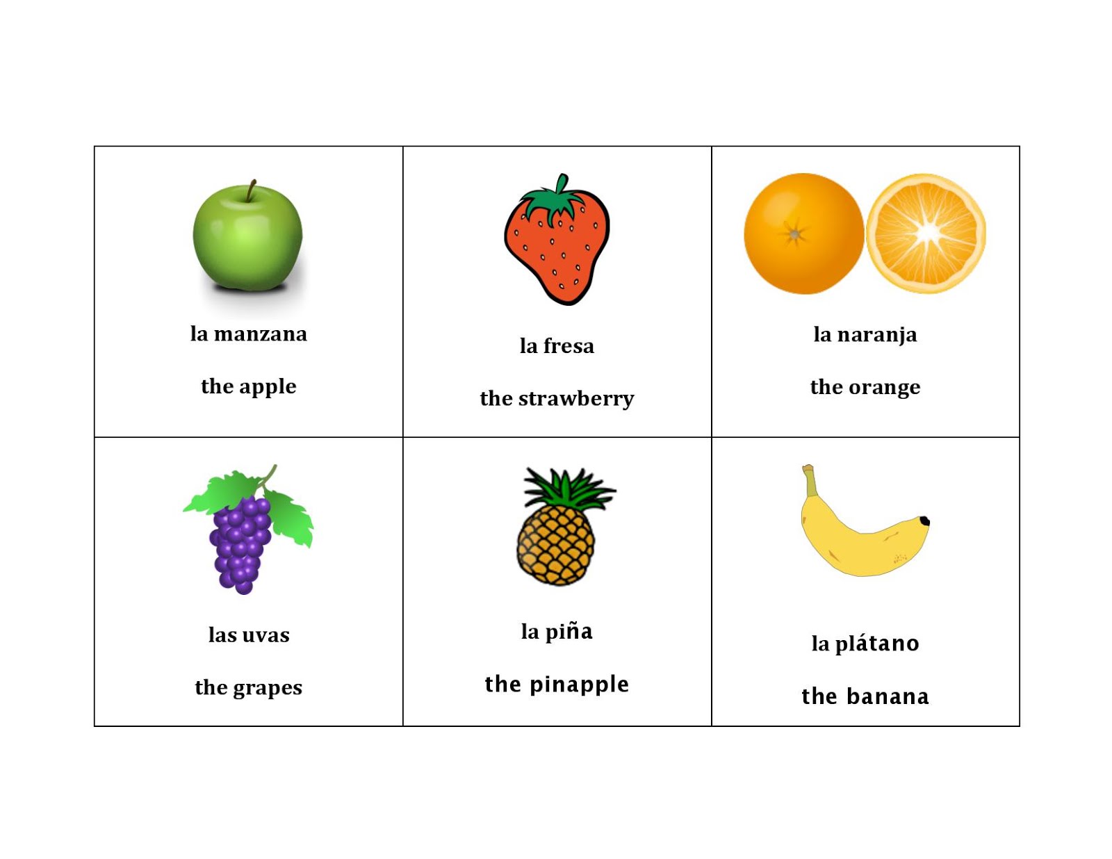 Printable Food Flash Cards