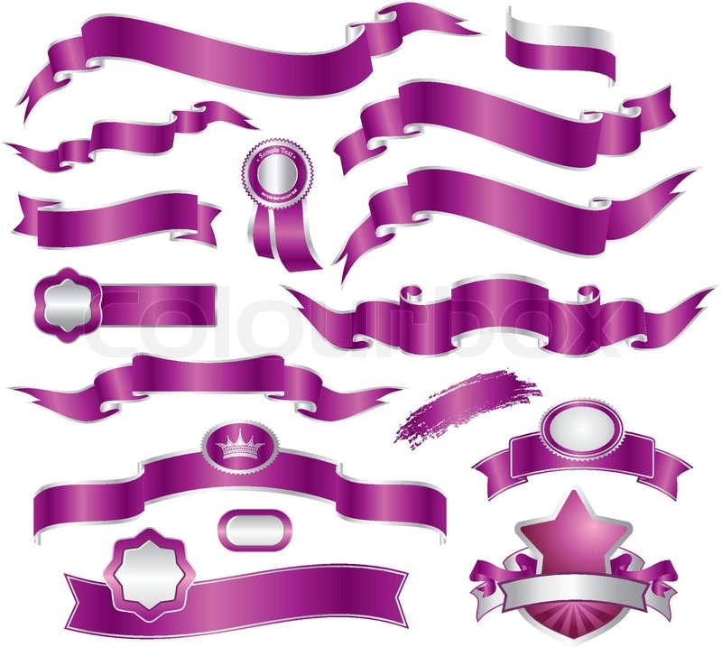 Purple Ribbon Banners Vector