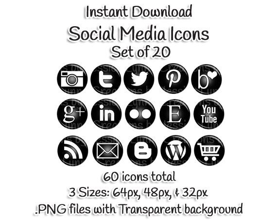 Social Media Icons Black