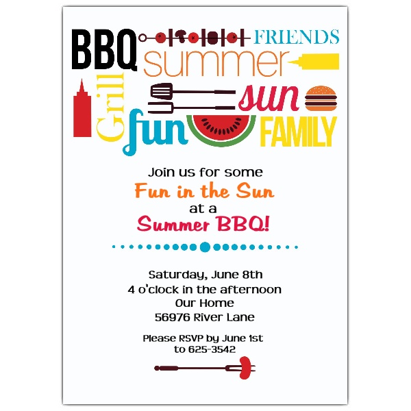 Summer BBQ Party Invitations Template