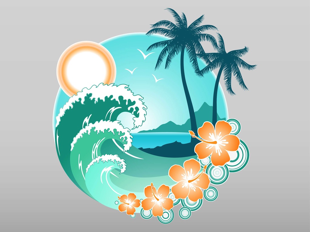 Vector Tropical Island