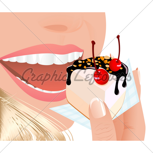 Woman Eating Chocolate Cake