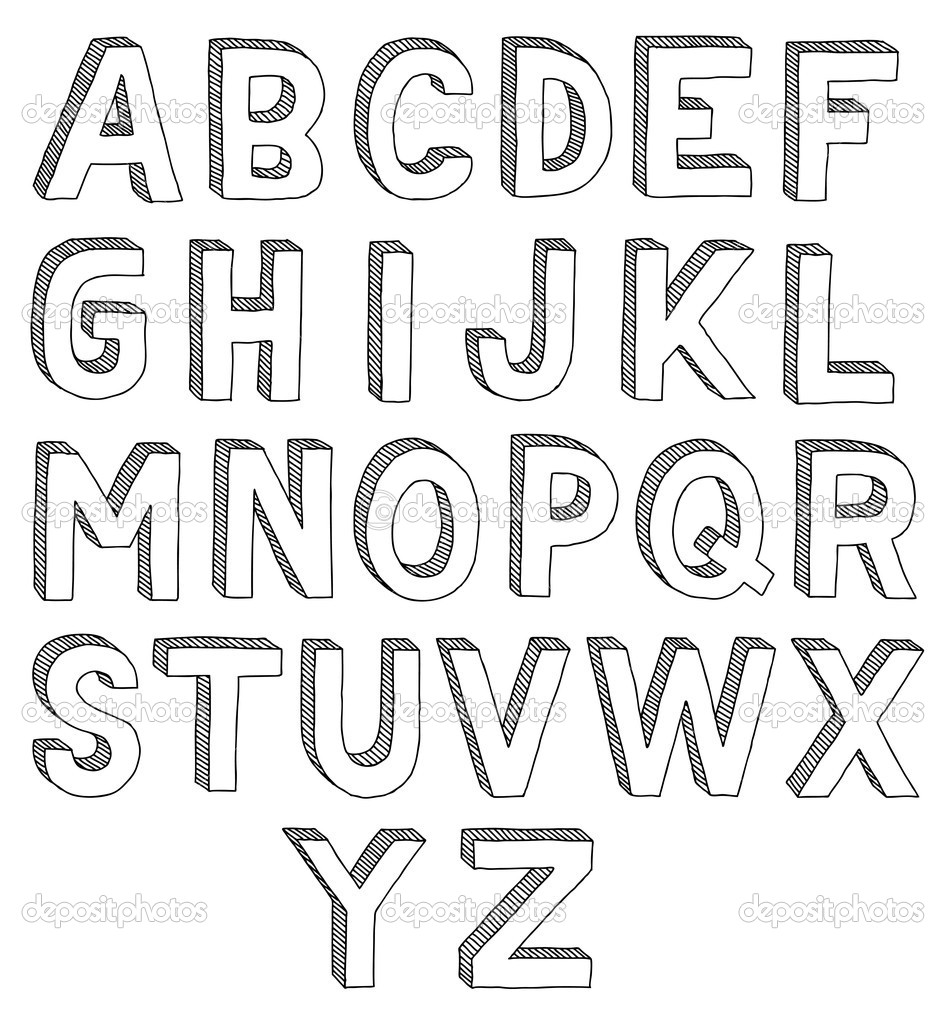 3D Alphabet Fonts Letters