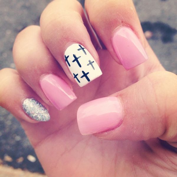 Acrylic Nail Designs with Crosses