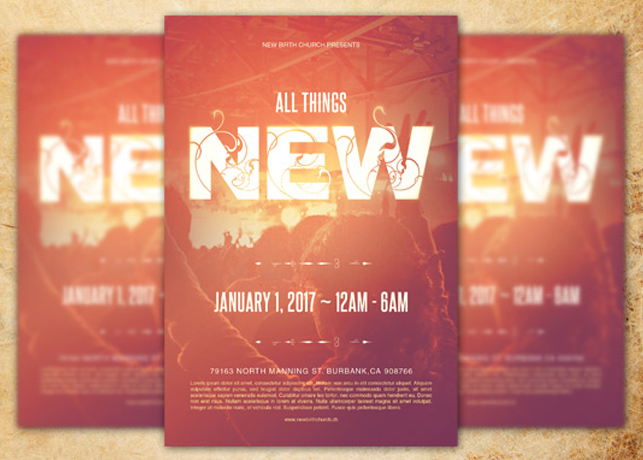 All Things New Church Flyer Template