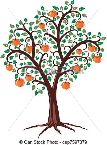 Apple Tree with Roots Clip Art