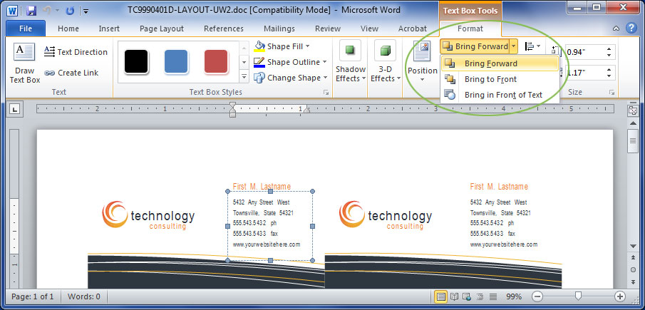 Backward Text in Microsoft Word