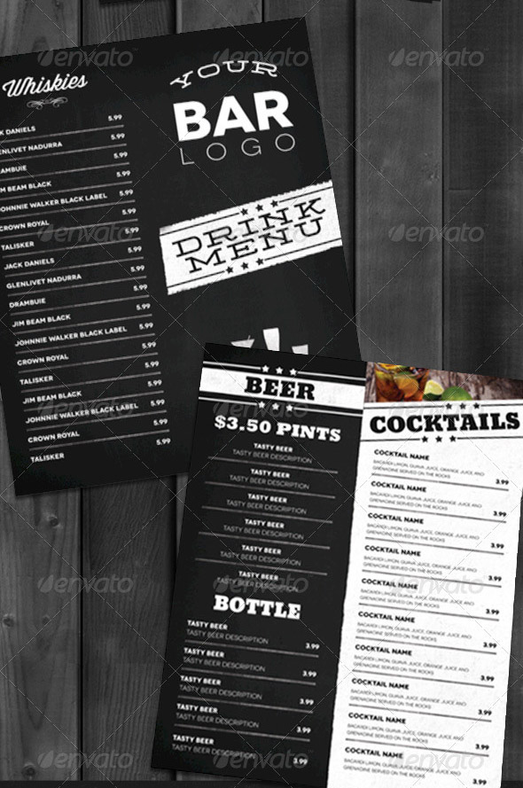 Bar Drink Menu Template