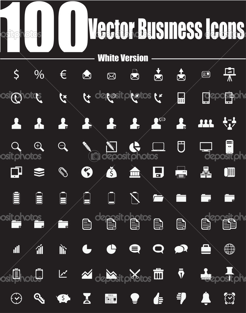 Black and White Business Icons Vector