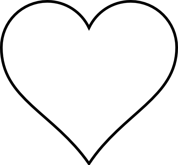 Black and White Heart Outline Clip Art