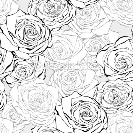 Black and White Rose Pattern