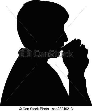 Black Character Drinking Water Clip Art