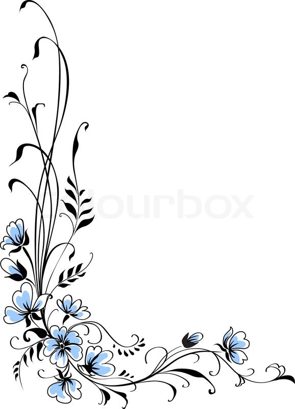 Blue Flower Border Vector