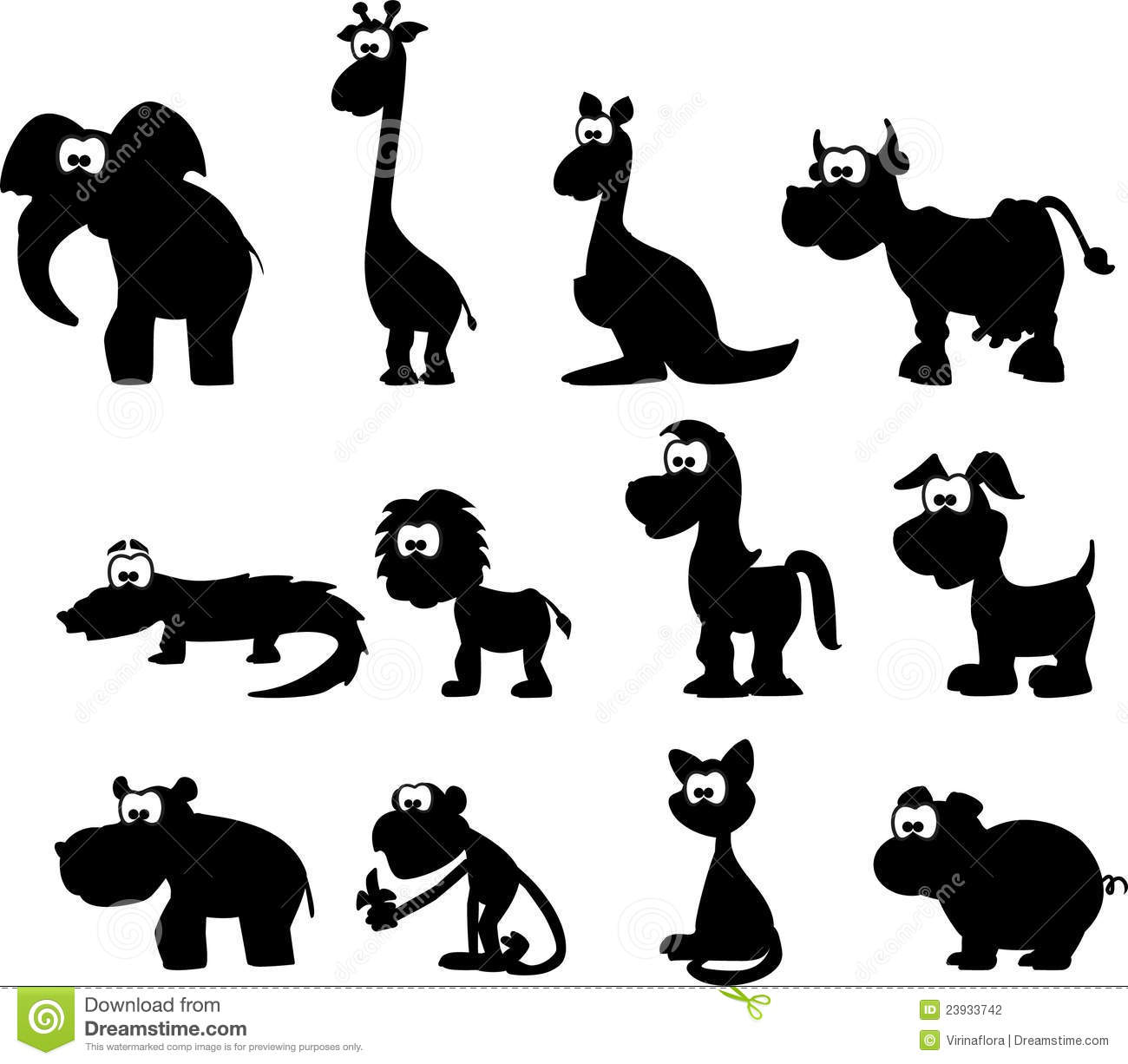 Cartoon Animal Silhouettes