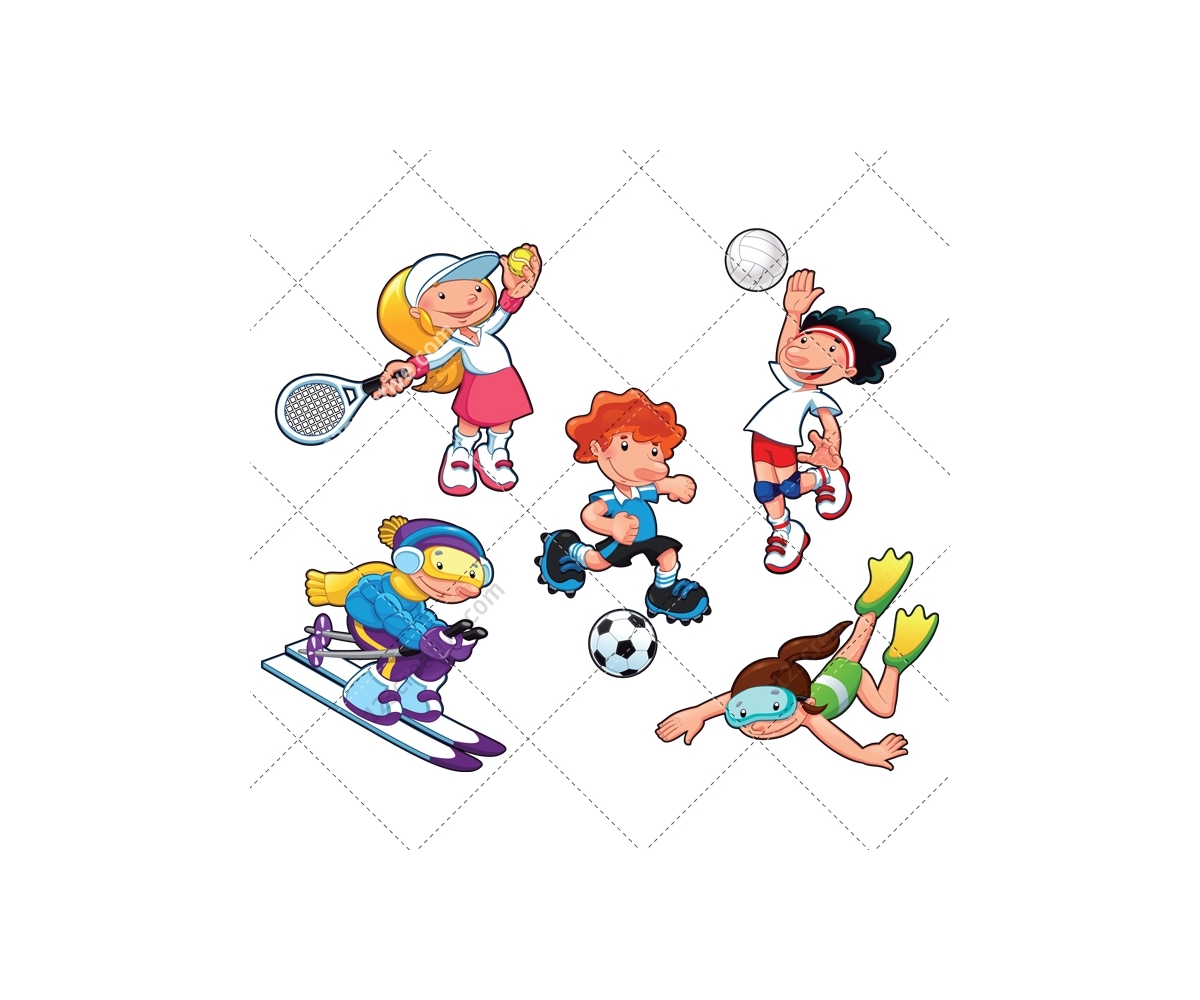 Cartoon Girl Playing Sports