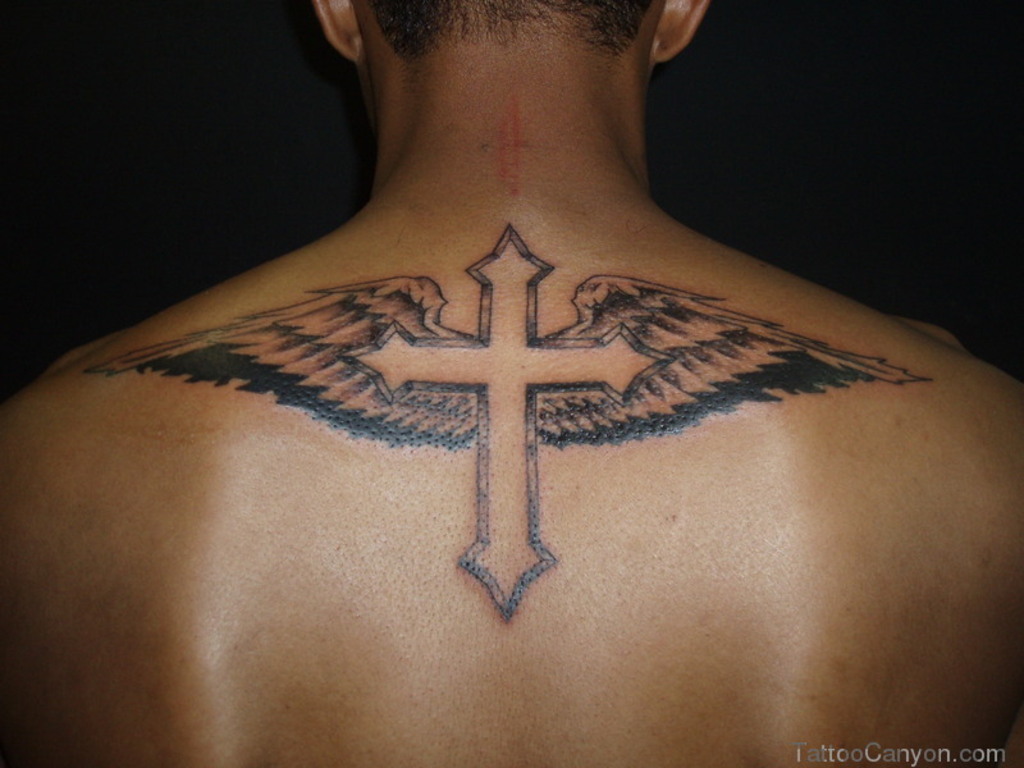 Cross with Wings Tattoos for Men