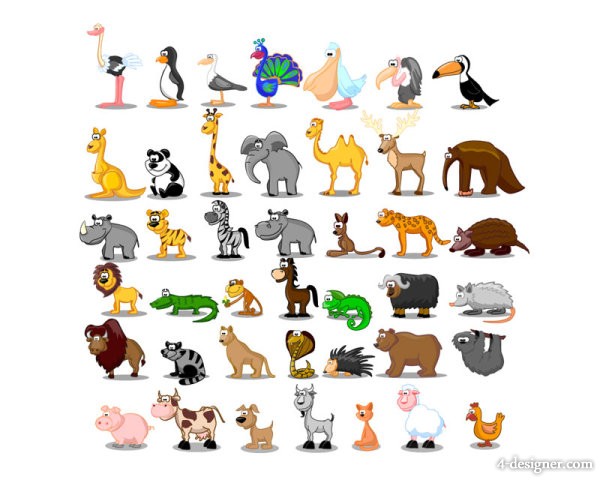 Cute Cartoon Animals Vector