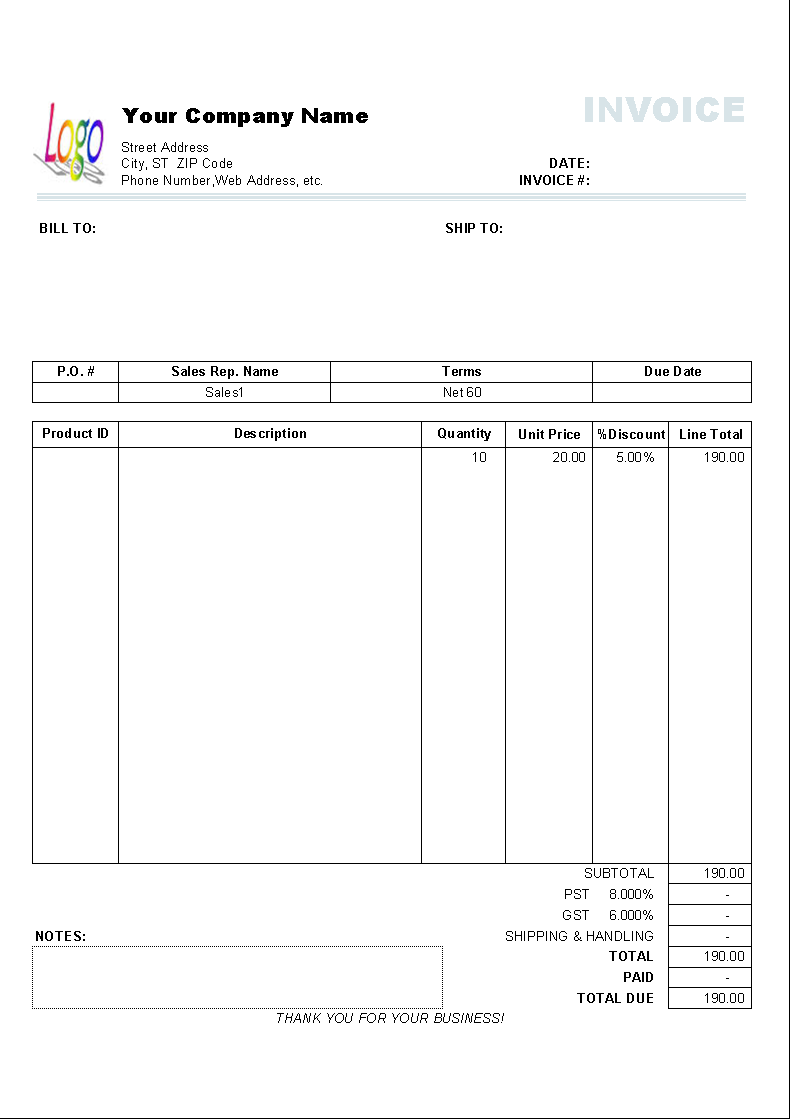 Download Form Free Invoice Template