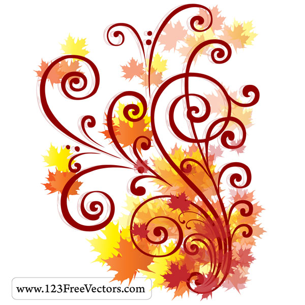 Fall Autumn Clip Art Swirl Design