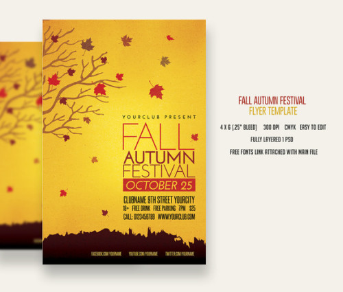 19 Free Fall Festival Flyer Template PSD Images