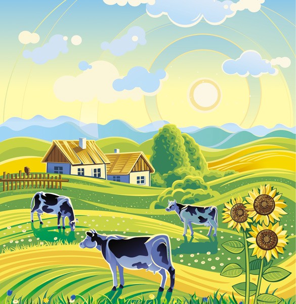 Farm Landscape Vector