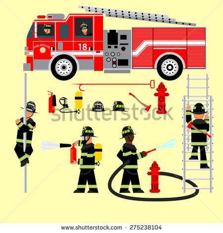 Fireman and Fire Truck Clip Art
