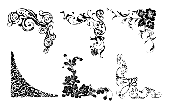 Floral Vector Corner Patterns PNG