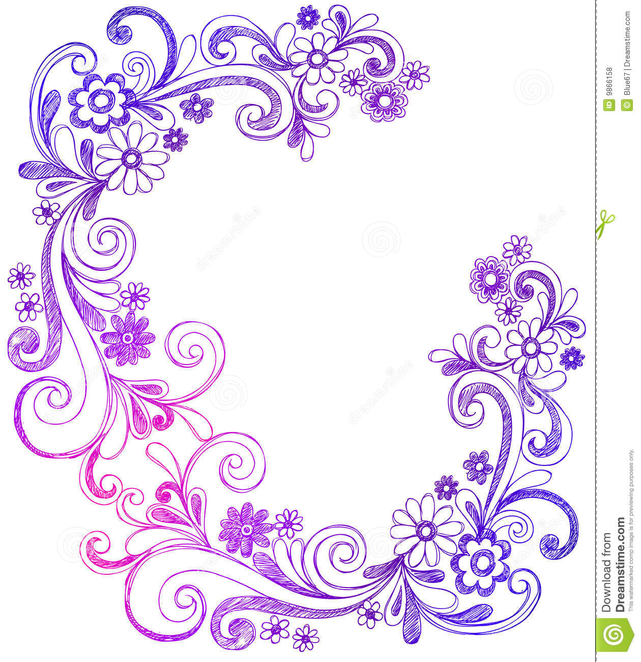 Flower Swirl Vector Border