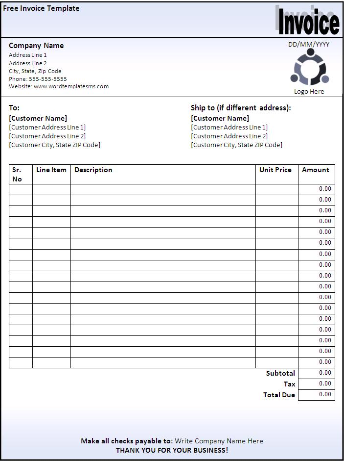 Free Invoice Template