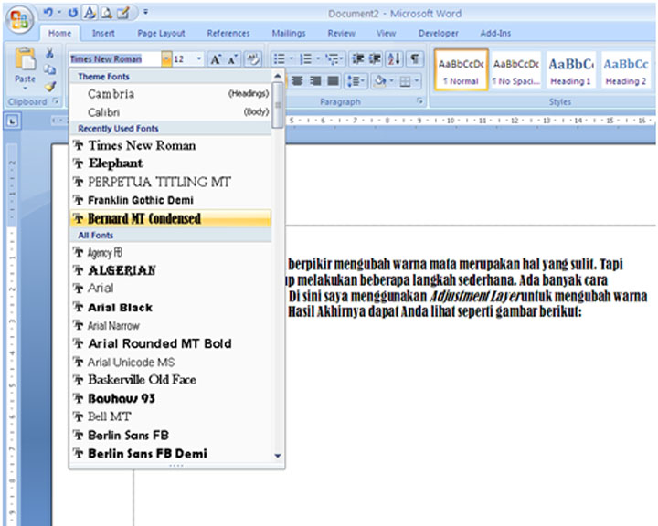 Free Microsoft Word 2007 Fonts Download