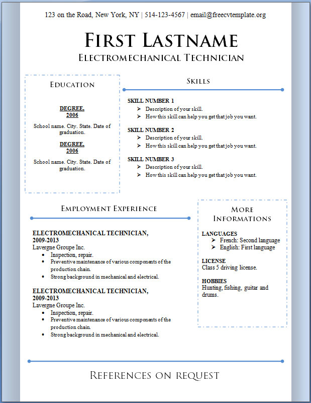 Free Resume CV Template Download